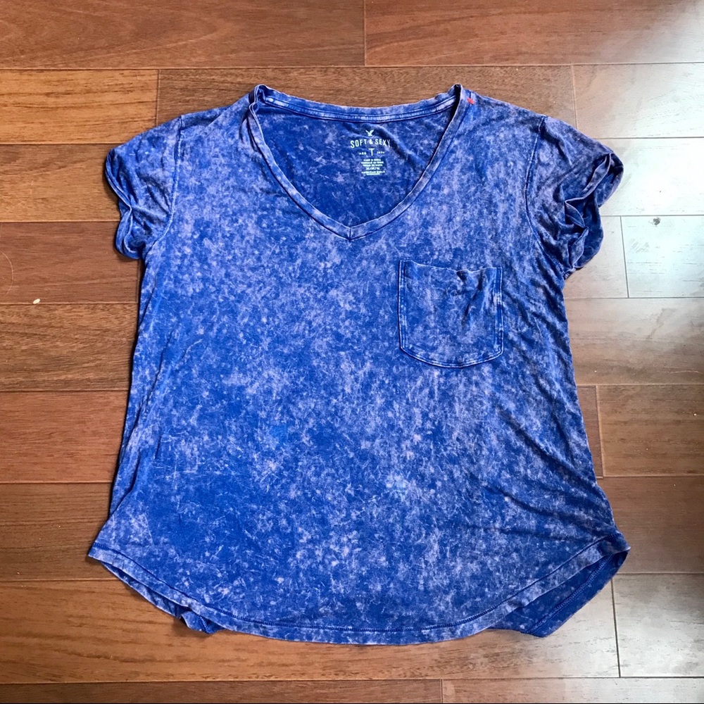 American Eagle Soft & Sexy Purple Acid Wash Tee